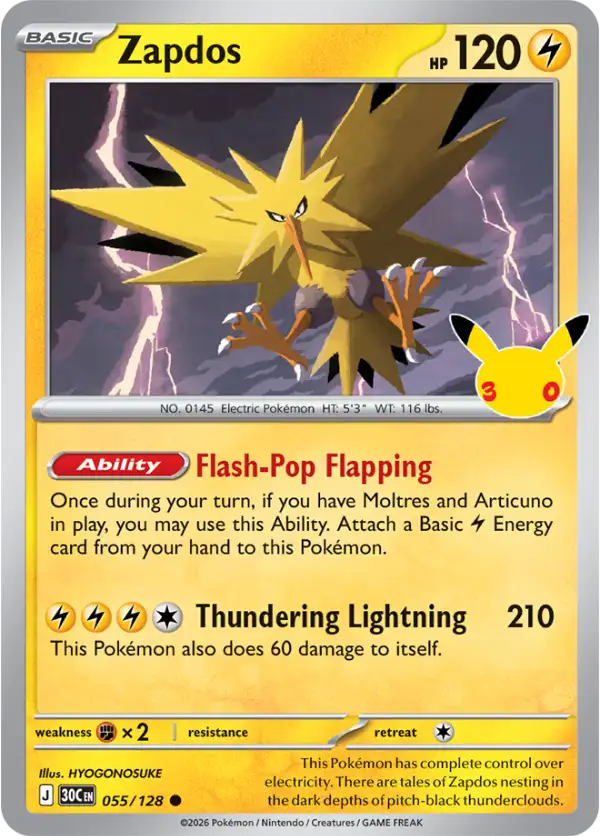 Zapdos 30C 055 - Card price and info | Pokedexia