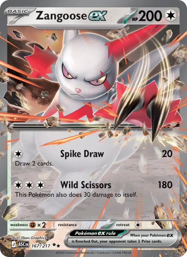 Zangoose ex ASC 167 - Card price and info | Pokedexia