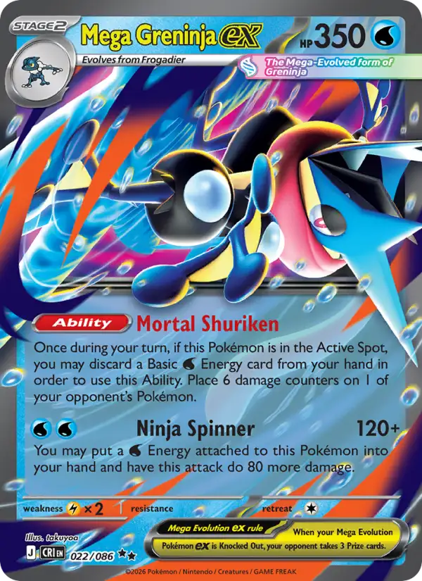 Mega Greninja ex CRI 022 - Card price and info | Pokedexia