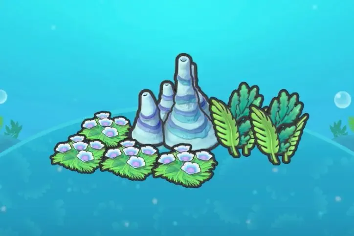 Swaying flower bed and seaweed