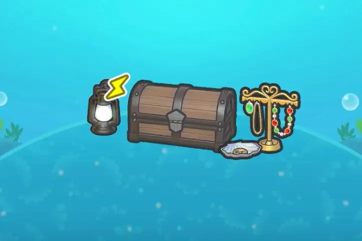Treasure chest and sparkling jewels
